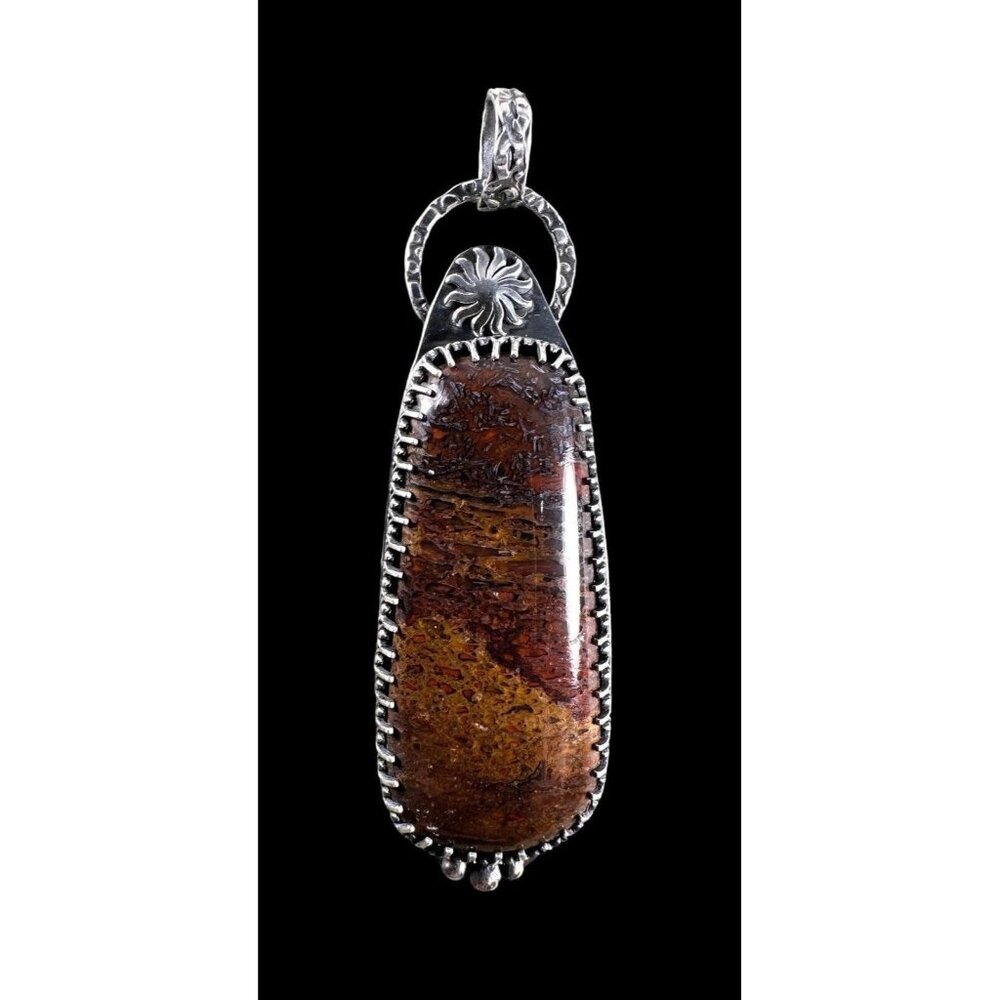 Paul Rossman Pendant 3 Inch Fossil Dinosaur Gem Bone 925 Sterling 25.1g New